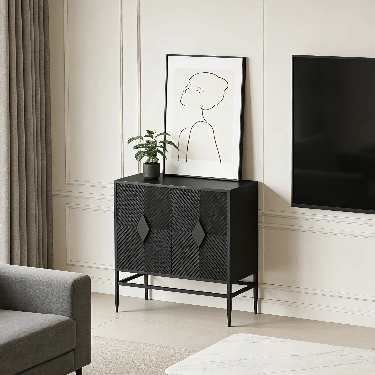 Modern 2 Door Wooden Storage Cabinet Accent Cabinet by HouseOfZazla