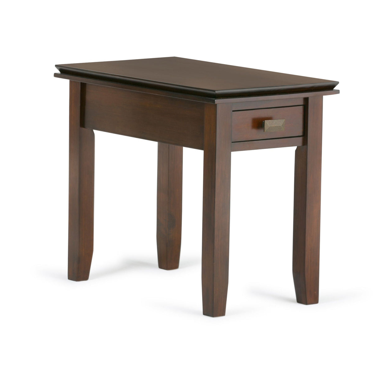 Handcrafted Narrow Side Table with Functional Drawer - Dark Brown