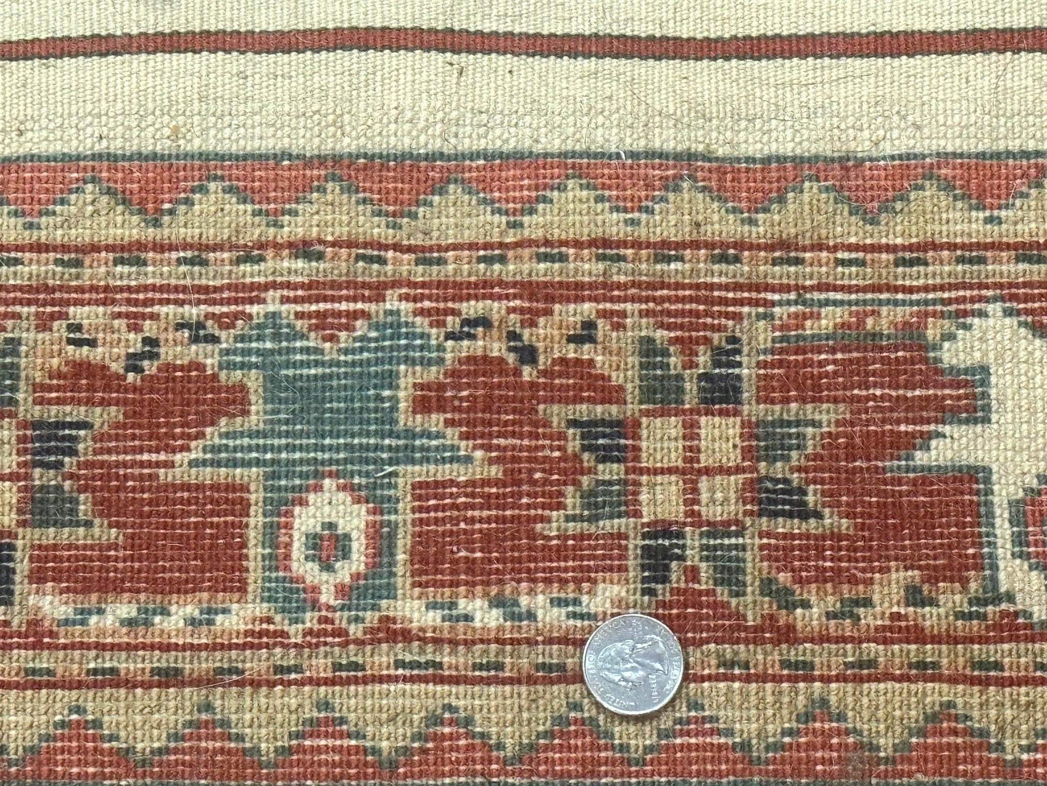 Turkish Runner Rug 2.4 x 8, Kazak Geometric Heriz Pattern, Beige Red by Jewel Rugs