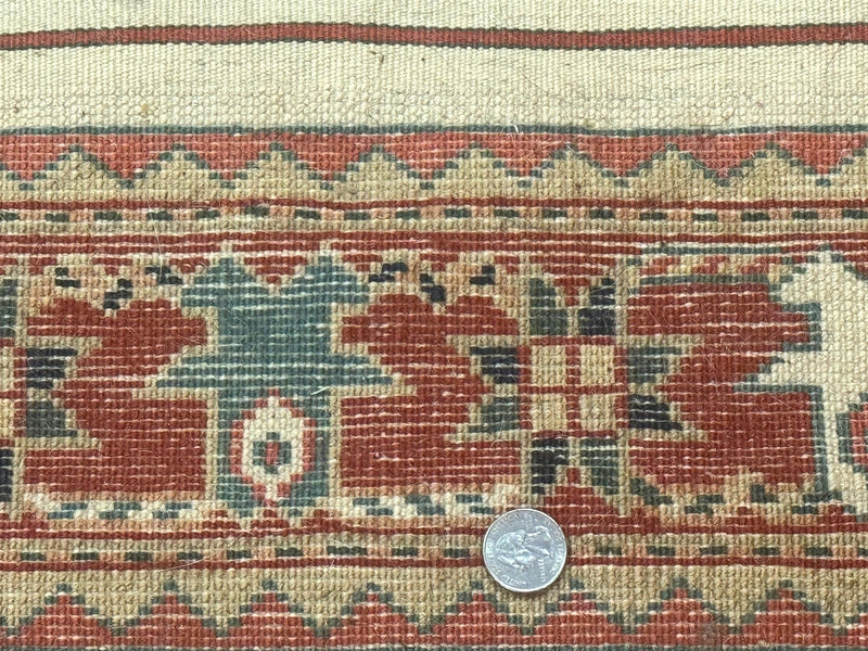 Turkish Runner Rug 2.4 x 8, Kazak Geometric Heriz Pattern, Beige Red by Jewel Rugs