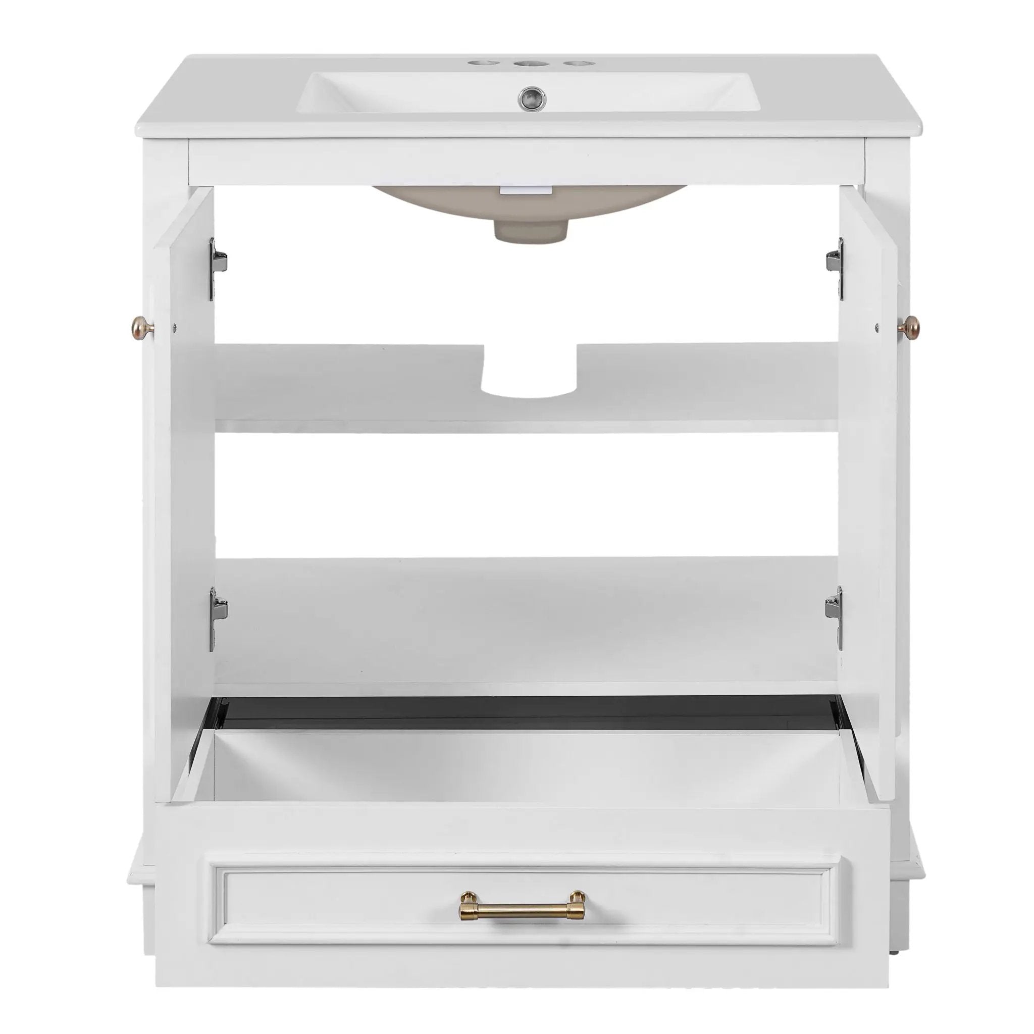 Bathroom Vanity With Sink, Cabinet & 2 Soft Closing Doors & Adjustable Shelf by HouseOfZazla