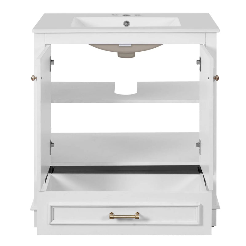 Bathroom Vanity With Sink, Cabinet & 2 Soft Closing Doors & Adjustable Shelf by HouseOfZazla