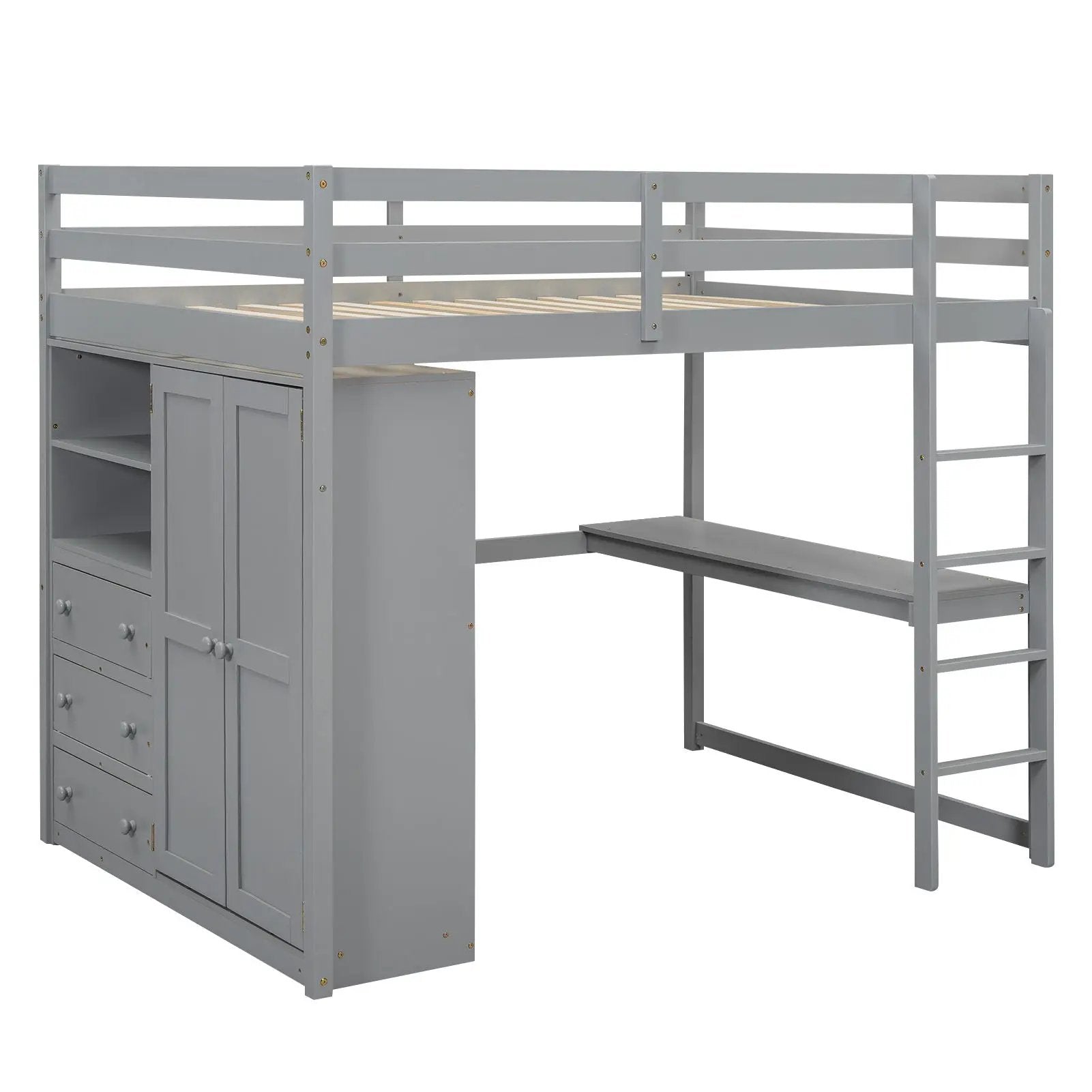 Loft Bed With Built In Wardrobe, Shelves And Drawers by HouseOfZazla