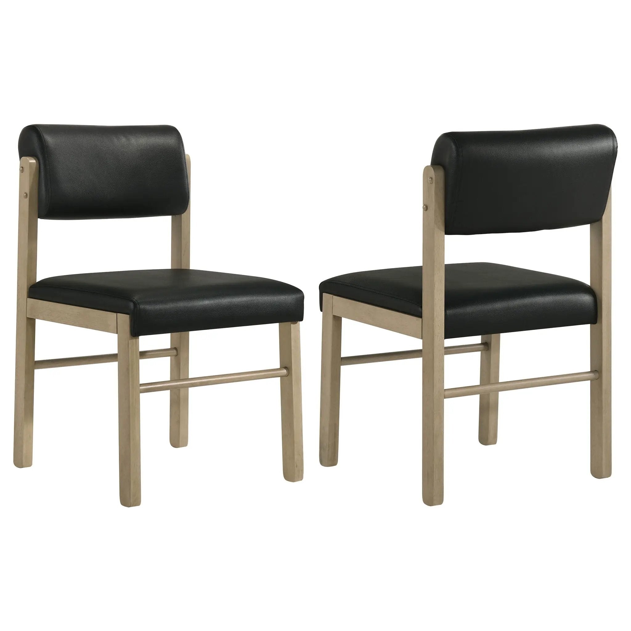 Kehoe Upholstered Dining Side Chair Black and Natural Oak (Set of 2) by Unique Piece Furniture