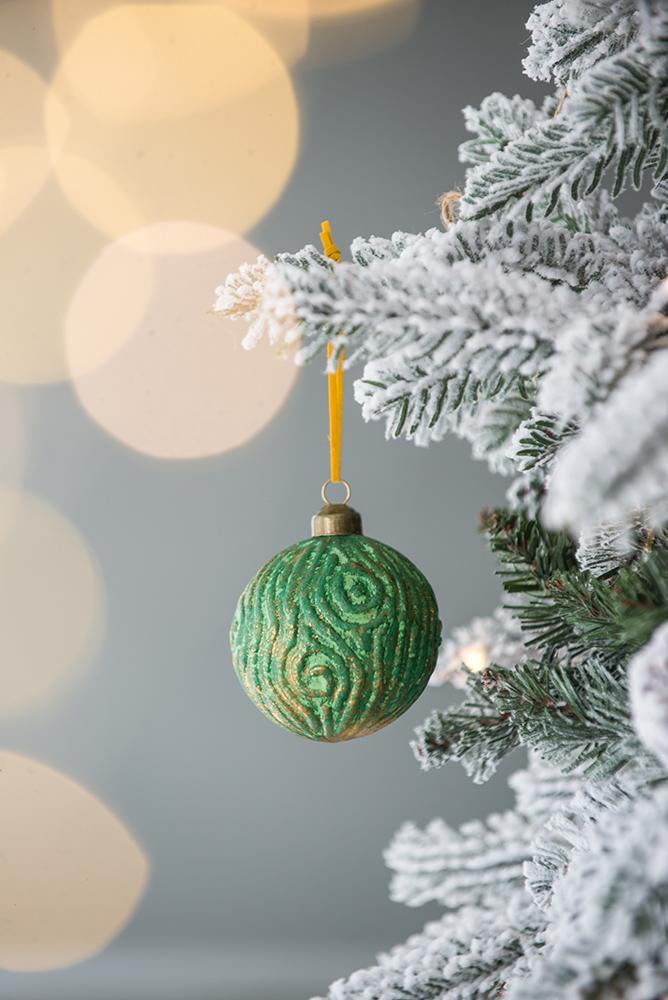 Glass Christmas Ball Ornaments with Decorative Finish - Green, Gold, Red, photo 6 of 40