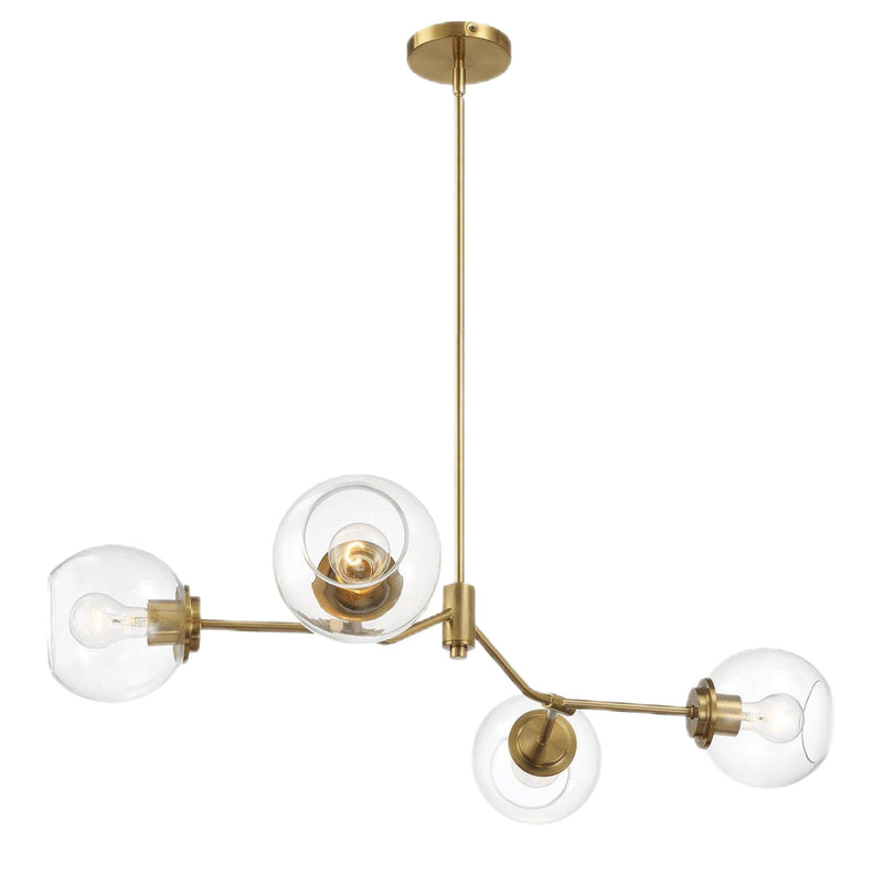 Jewel 4-Light Chandelier Ceiling Hanging Light Fixture with Clear Glass - Gold, photo 4 of 7