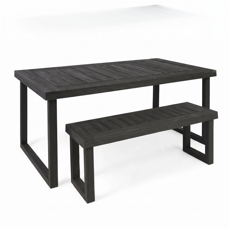 2-Piece Solid Acacia Wood Outdoor Dining Set, photo 2 of 10