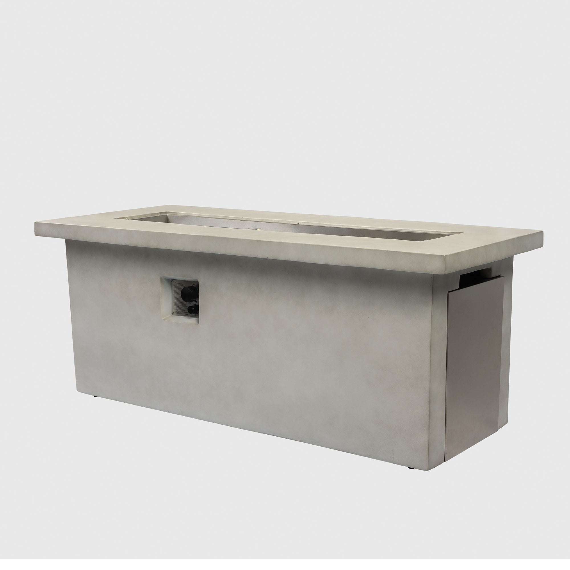 Rectangular Propane Gas Fire Pit Table With 60000 Btu For Outdoor Spaces - Light Gray by HouseOfZazla