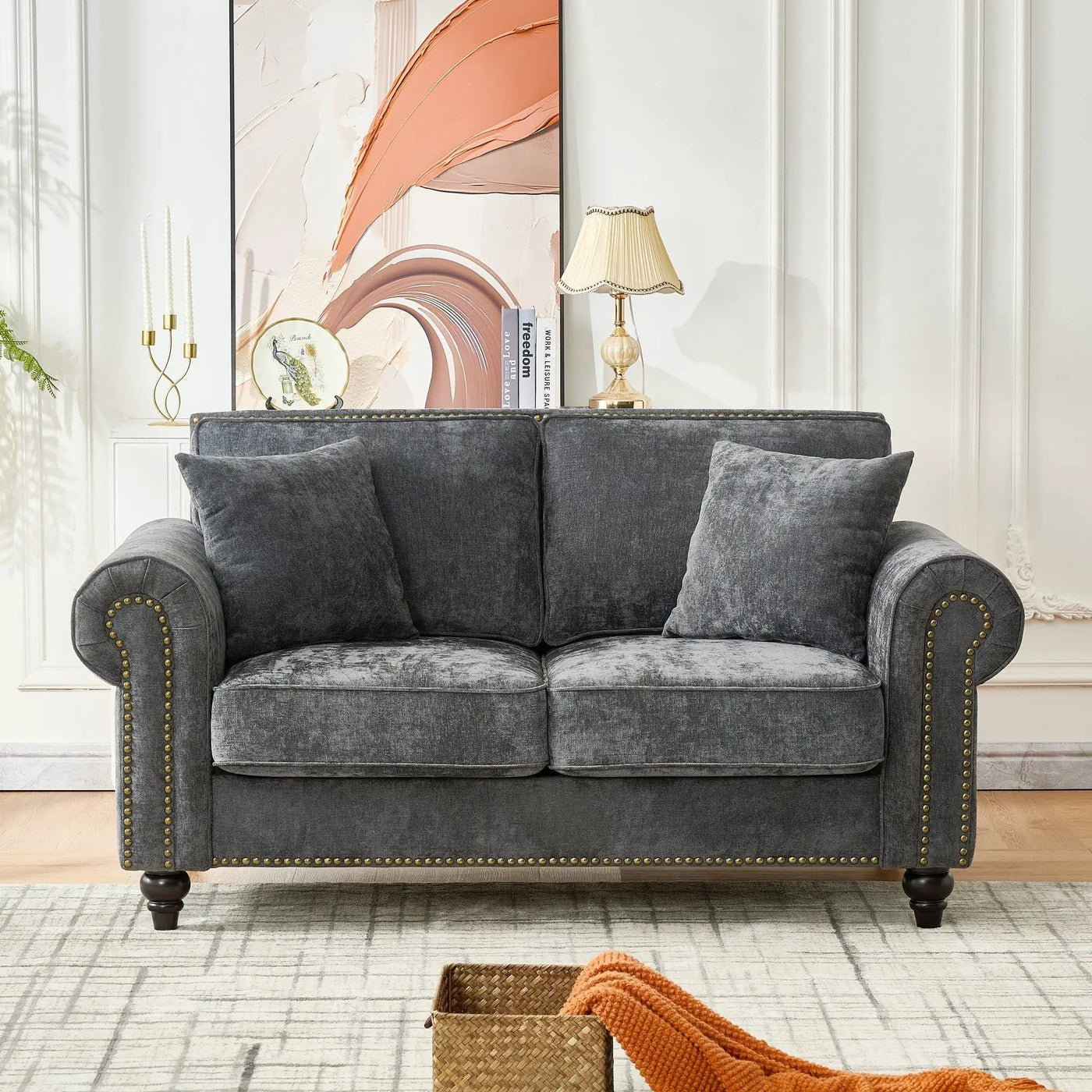 2 Seater Sofa With Rolled Arms, Tufted Upholstered Couch by HouseOfZazla