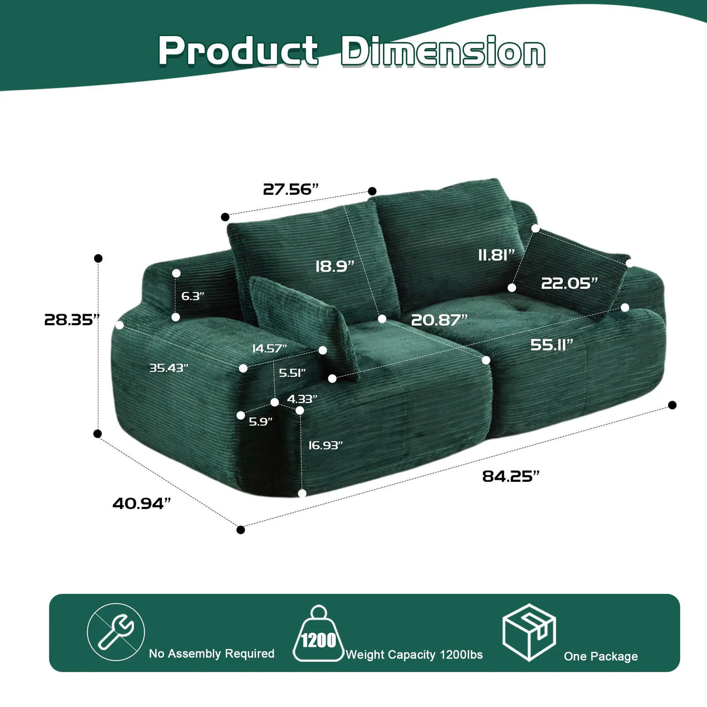 2 Seater Large Sectional Couches For Living Room by HouseOfZazla