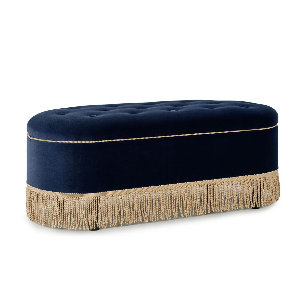 Melinda - Oval Tufted Bullion Fringe Storage Bench, photo 19 of 28