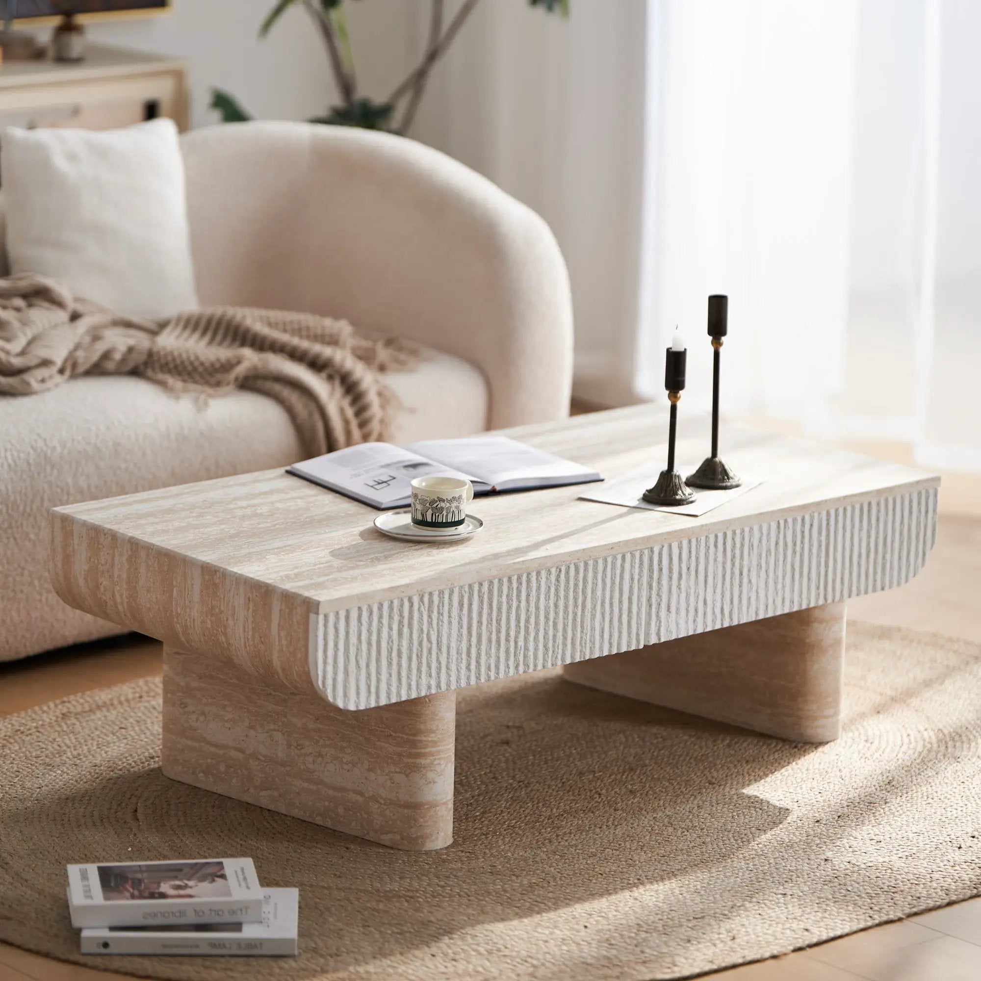 Mid Century Modern Coffee Table with Faux Marble Tabletop by HouseOfZazla