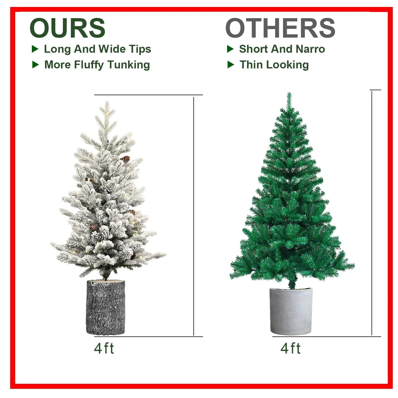 4.5FT Flocked Christmas Tree with Pot Base and LED Lights by HouseOfZazla