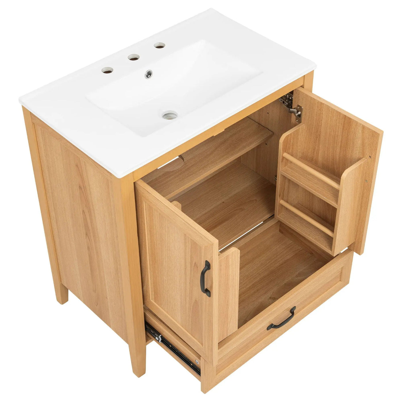 Elegant Fluted Bathroom Vanity With Sink, Soft Close Doors & Drawer by HouseOfZazla