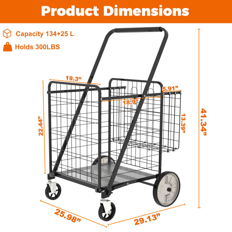 Bigger Super Jumbo Shopping Cart with Foldable Metal Frame - Metal, photo 2 of 10