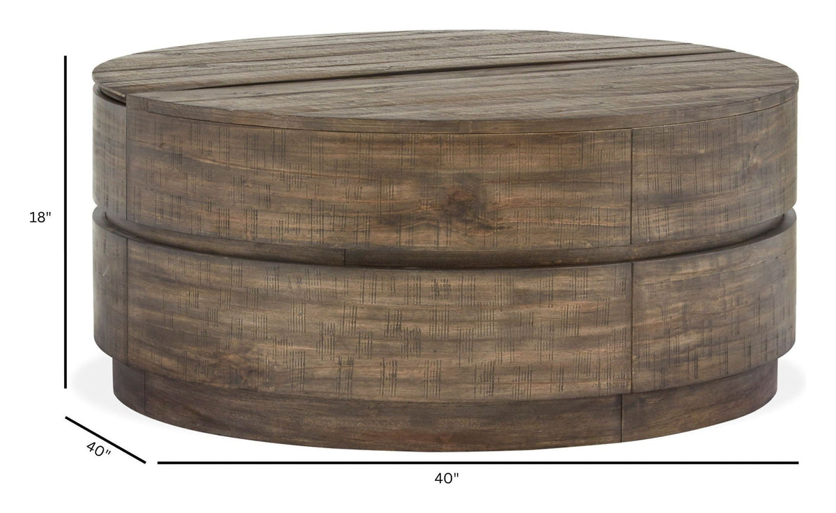 Baisden - Round Lift Top Cocktail Table With Casters - Tobacco, photo 3 of 7