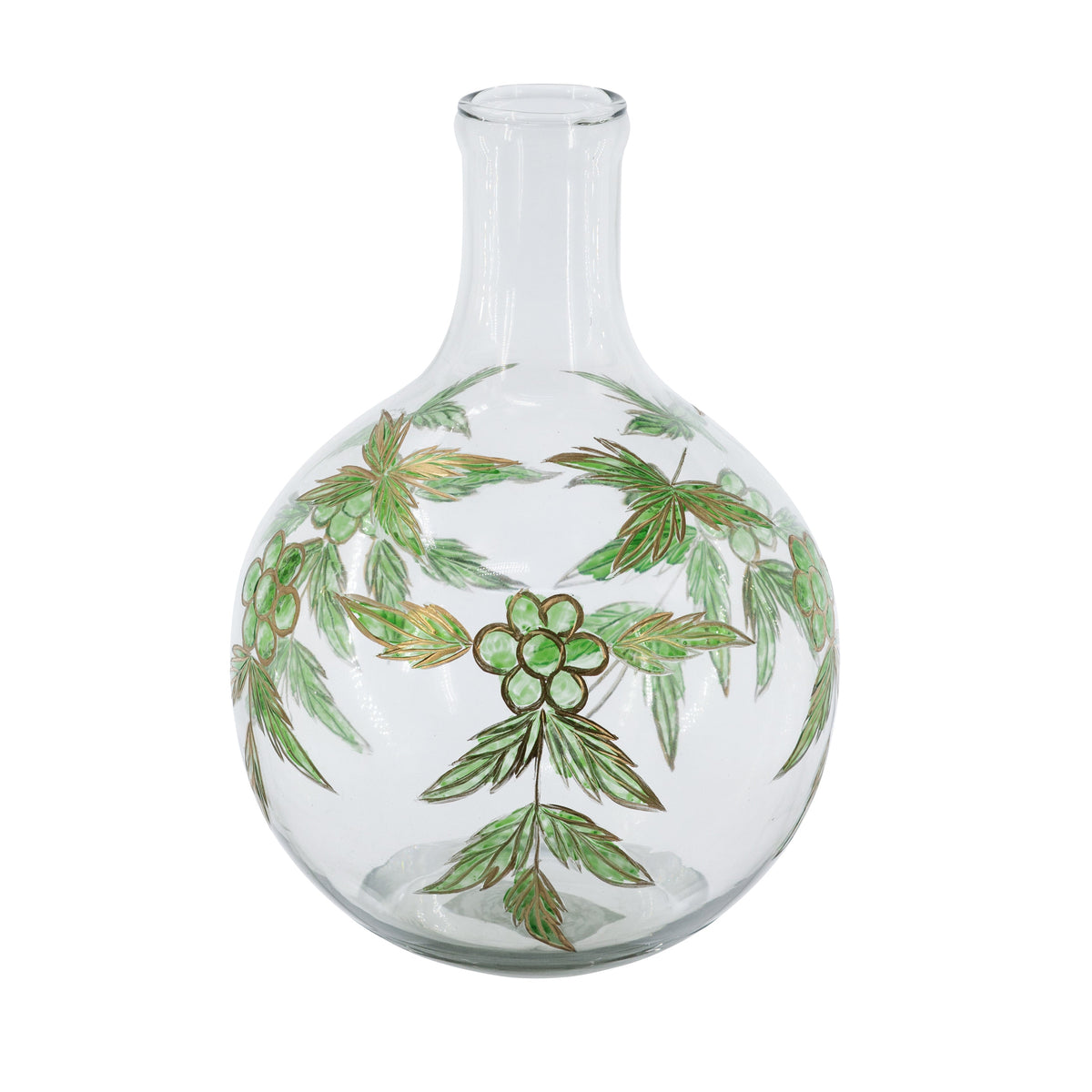 Clear Glass Vase with Bulbous Silhouette and Slender Neck - 11", photo 3 of 7