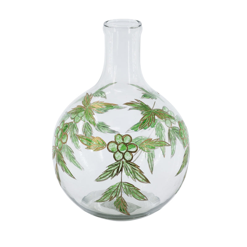 Clear Glass Vase with Bulbous Silhouette and Slender Neck - 11", photo 3 of 7
