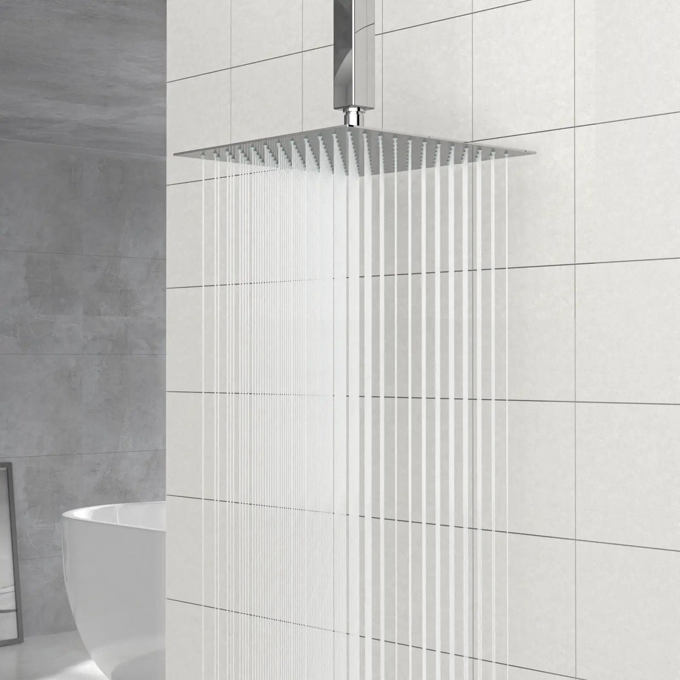 Modern 10" Square Rainfall Shower Head & Stainless Steel Wall Or Ceiling Mount Luxury Spa Shower Panel by HouseOfZazla