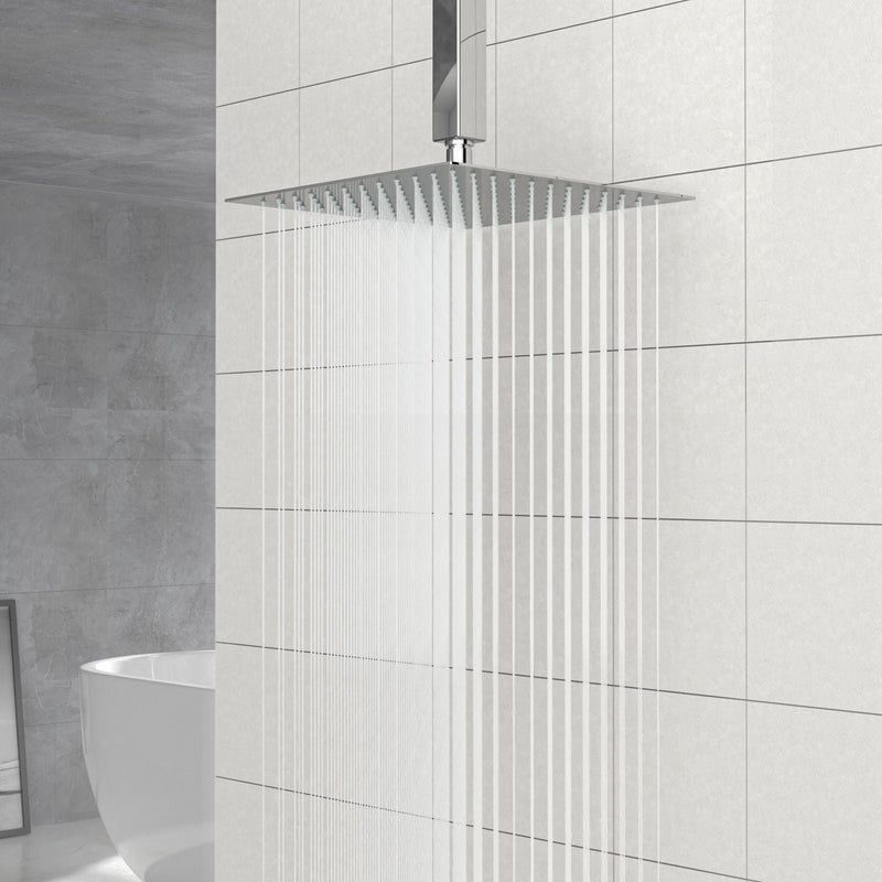 Modern 10" Square Rainfall Shower Head & Stainless Steel Wall Or Ceiling Mount Luxury Spa Shower Panel by HouseOfZazla