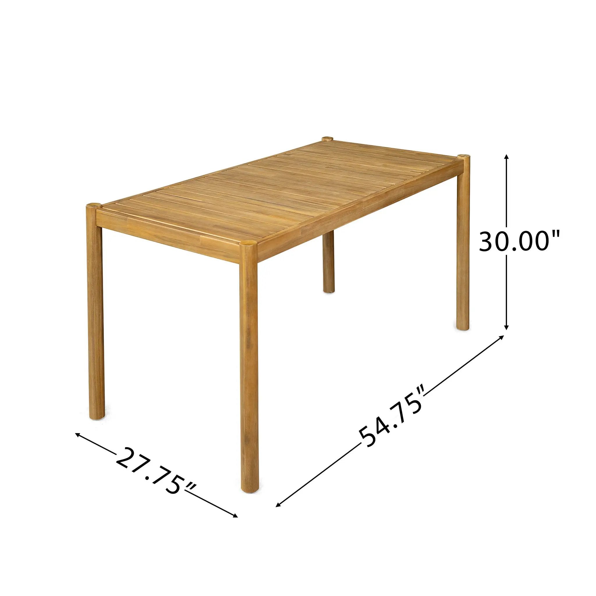 5-Piece Outdoor Acacia Wood Dining Set, 54.75" Teak Rectangular Table & 4 Dark Grey Chairs by HouseOfZazla