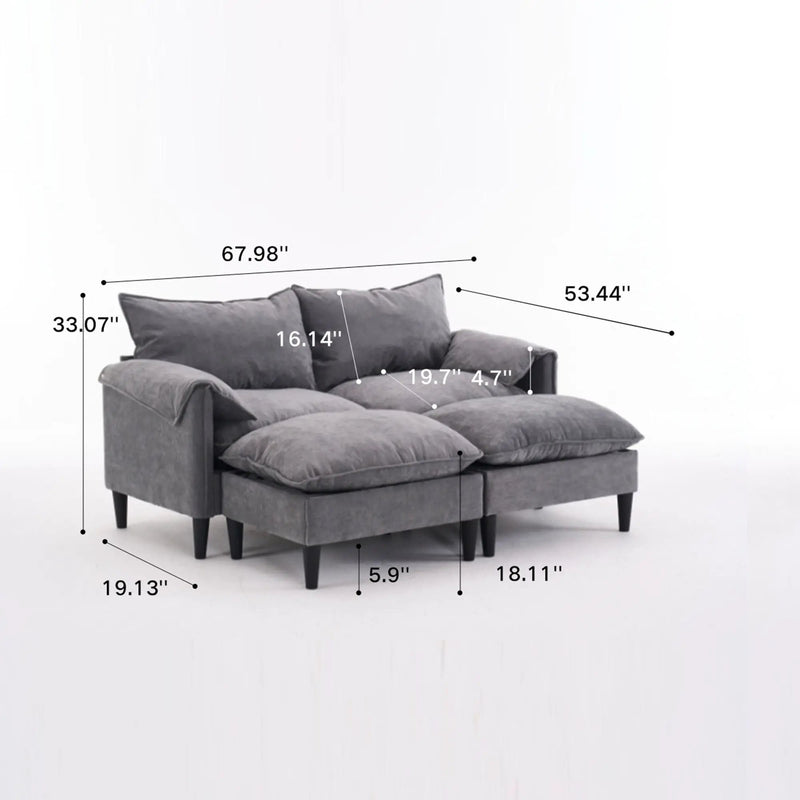 Convertible Combination Sofa With Footstools With Storage by Unique Piece Furniture