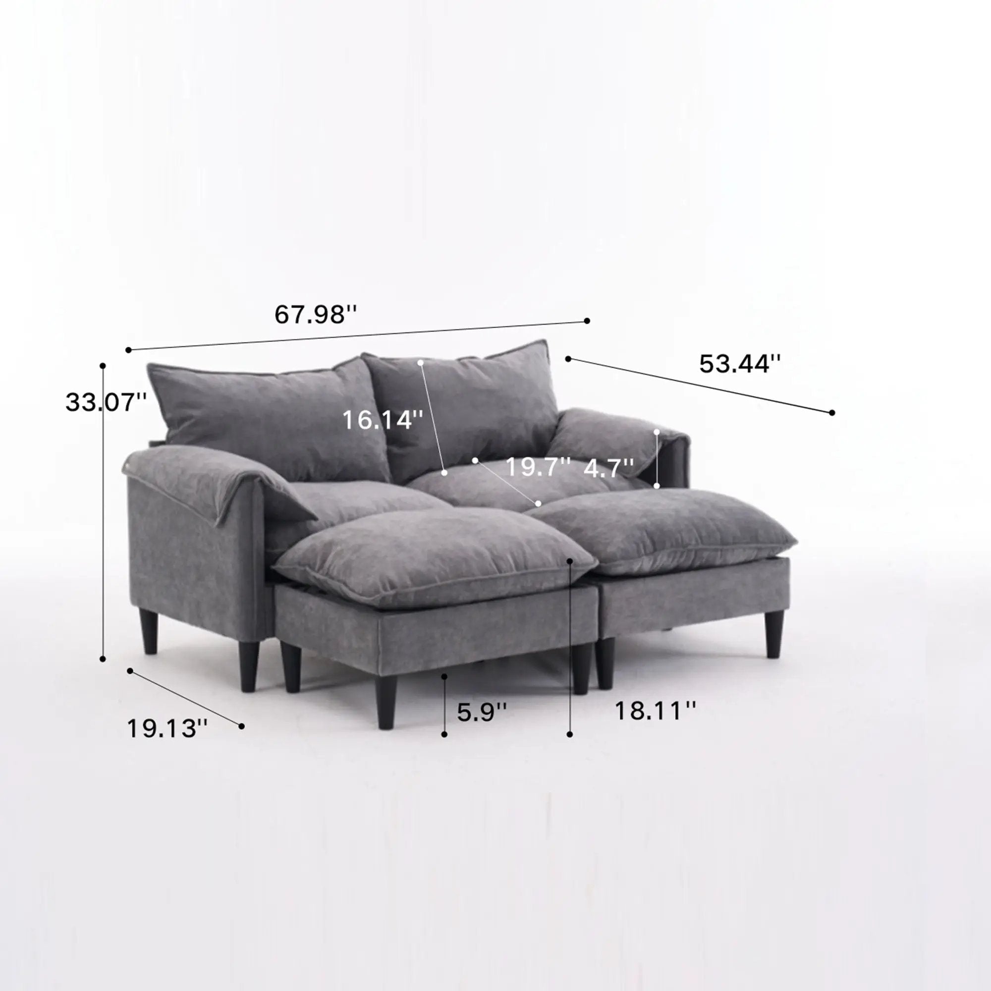 Convertible Combination Sofa With Footstools With Storage by HouseOfZazla