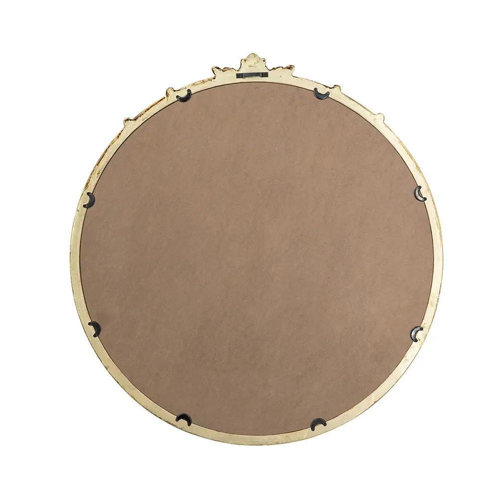 30x31" Round Wall Mirror with Gold Finish and Decorative Leaf Crest by HouseOfZazla