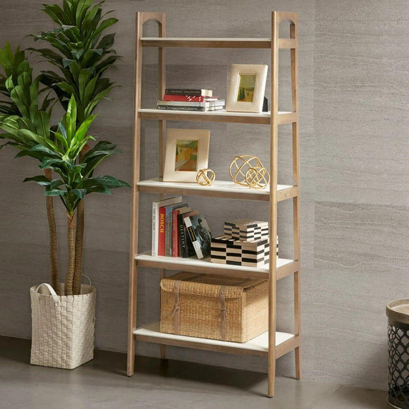 Parker - Bookcase With 5 Shelves - Off White / Natural by HouseOfZazla