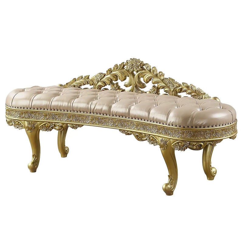 Cabriole - Synthetic Leather Bench - Gold by HouseOfZazla