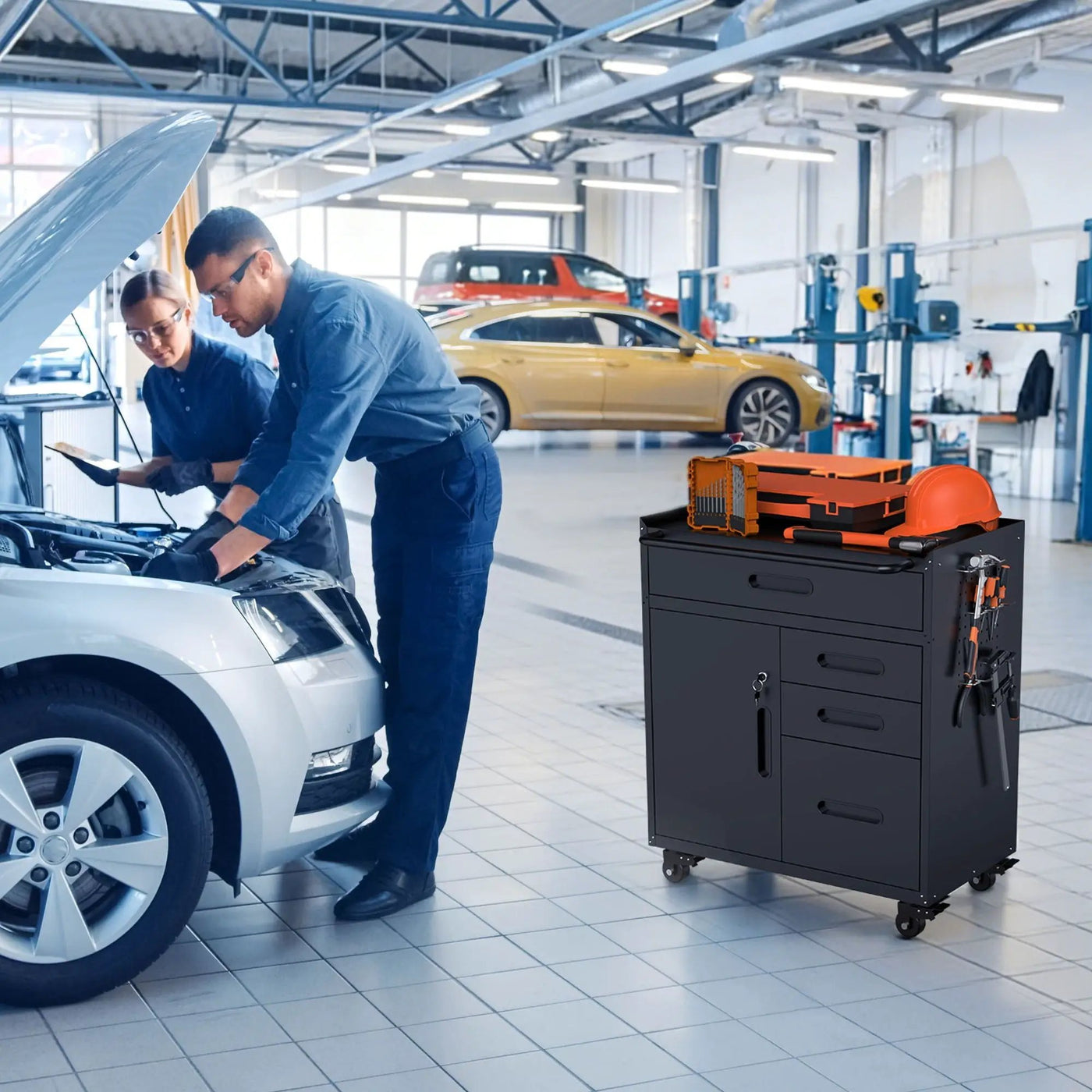 Rolling Tool Cabinet Heavy Duty Garage Storage With Lockable Doors by HouseOfZazla