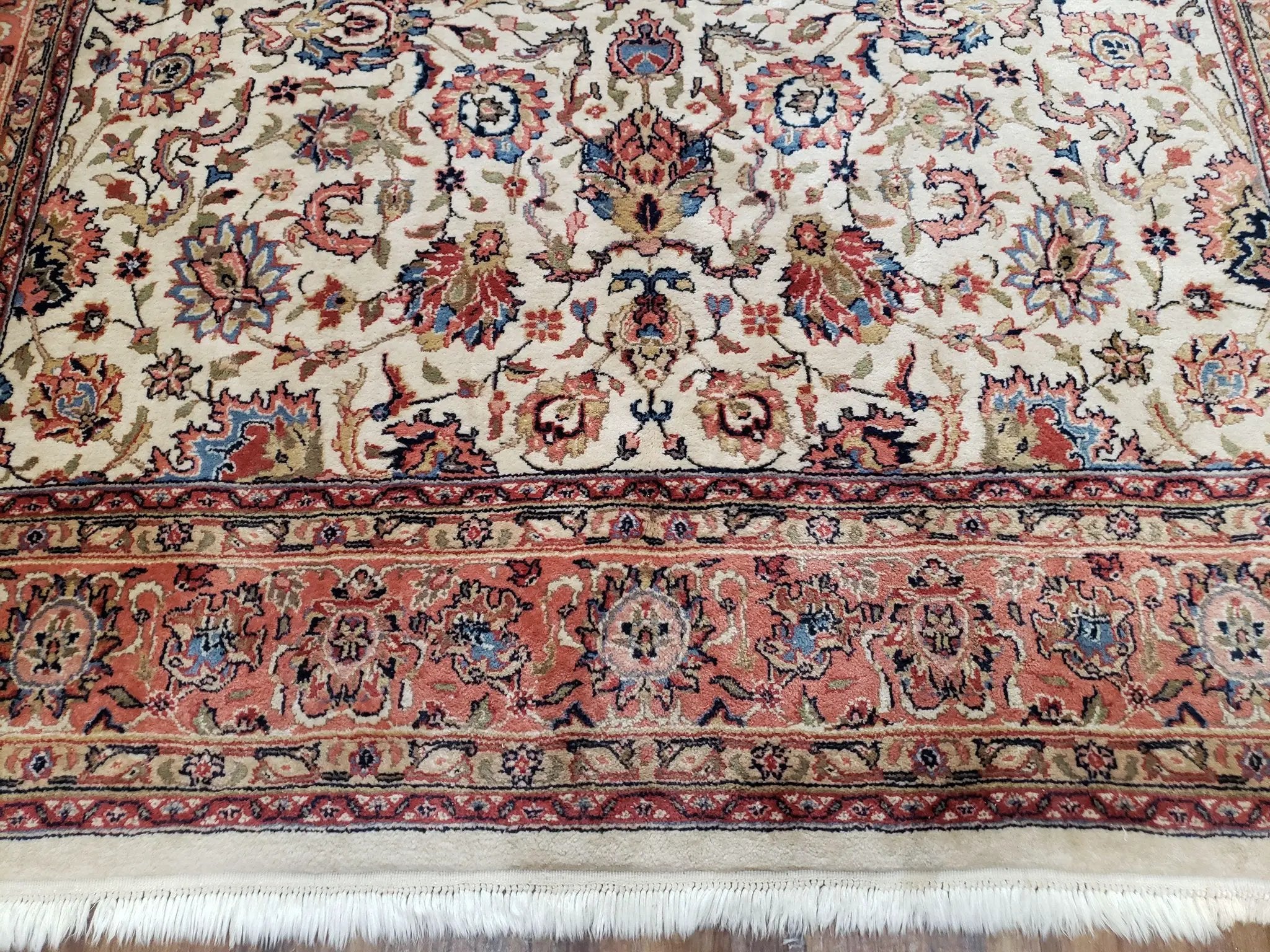 6x9 Top Quality Handmade Wool Area Rug Floral Allover Carpet Veg Dyes Beige by Jewel Rugs