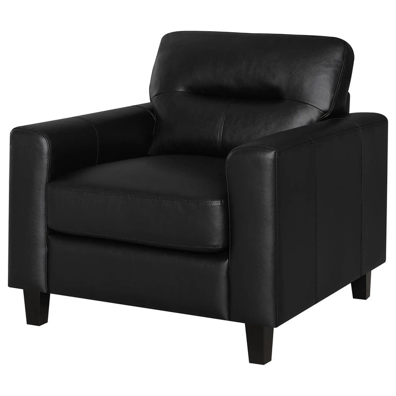 Scotland Faux Leather Upholstered Track Arm Chair Black by Unique Piece Furniture