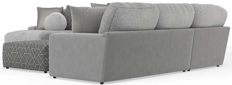 Canyon - 4 Piece Sectional With Cuddler Seat Cushions, Included Accent Pillows And Cocktail Ottoman (Left Side Facing Chaise) - Platinum by Unique Piece Furniture