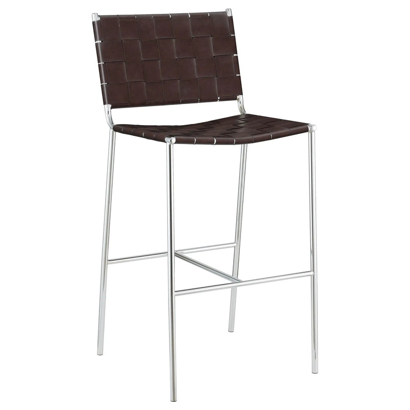 Adelaide Upholstered Pub Height Bar Stool Brown and Chrome by Unique Piece Furniture