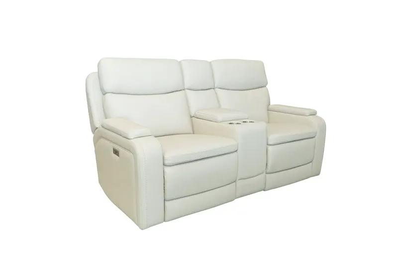 Gunner - Power Console Loveseat Recliner With Power And Power Headrest - Almond by Unique Piece Furniture