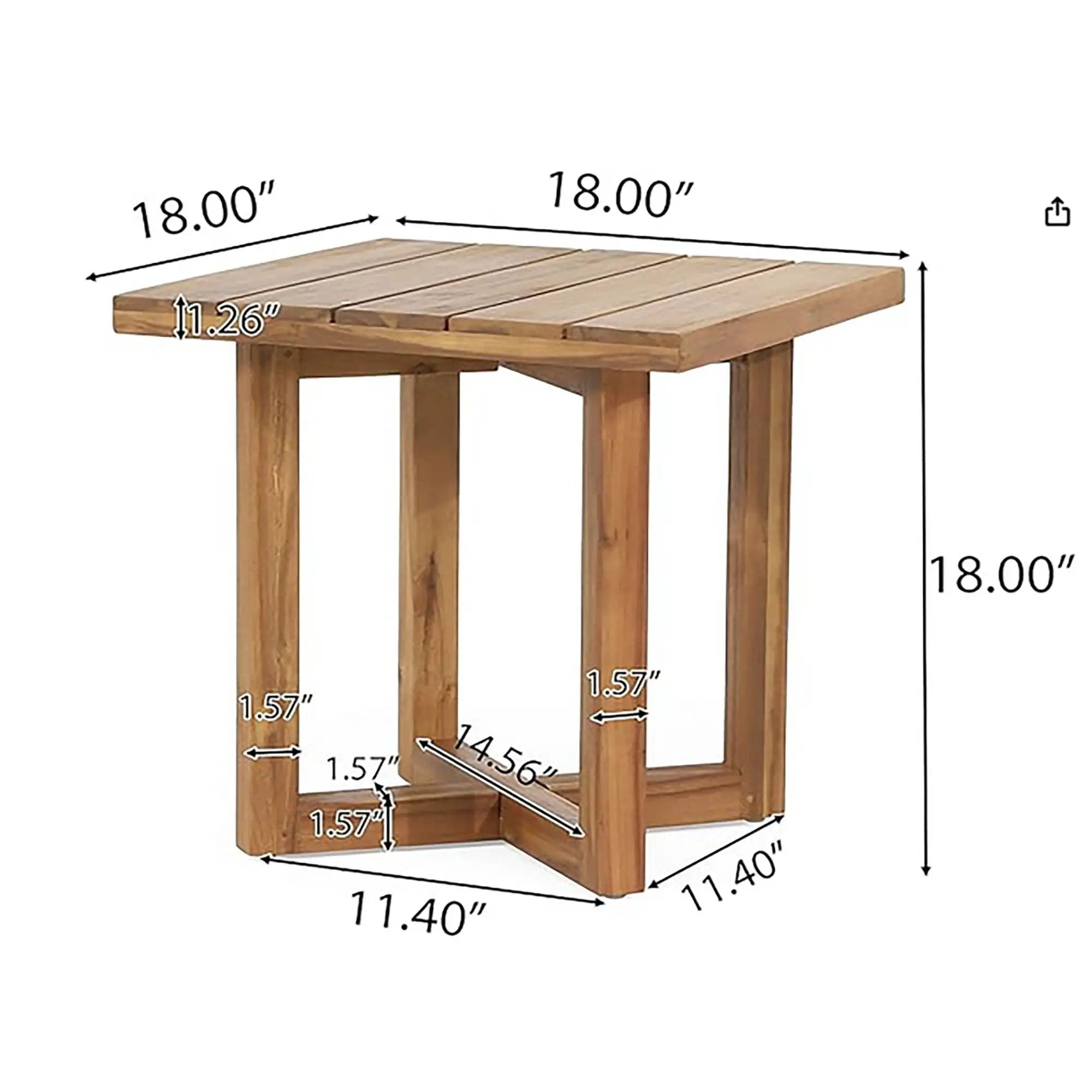 Ella - Square Side Table With Cross Stretcher Base by HouseOfZazla