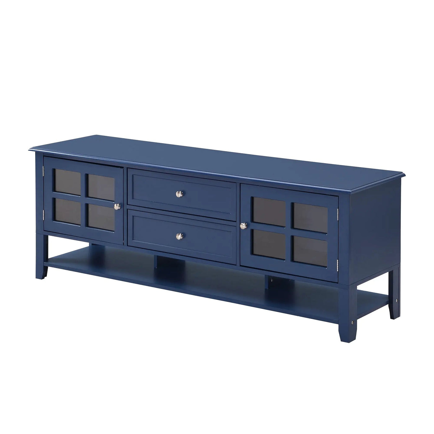 TV Stand, Entertainment Center With Dual Drawers And Hidden Storage, Cabinet With Soft Closing Doors And Sleek Panel Design by HouseOfZazla