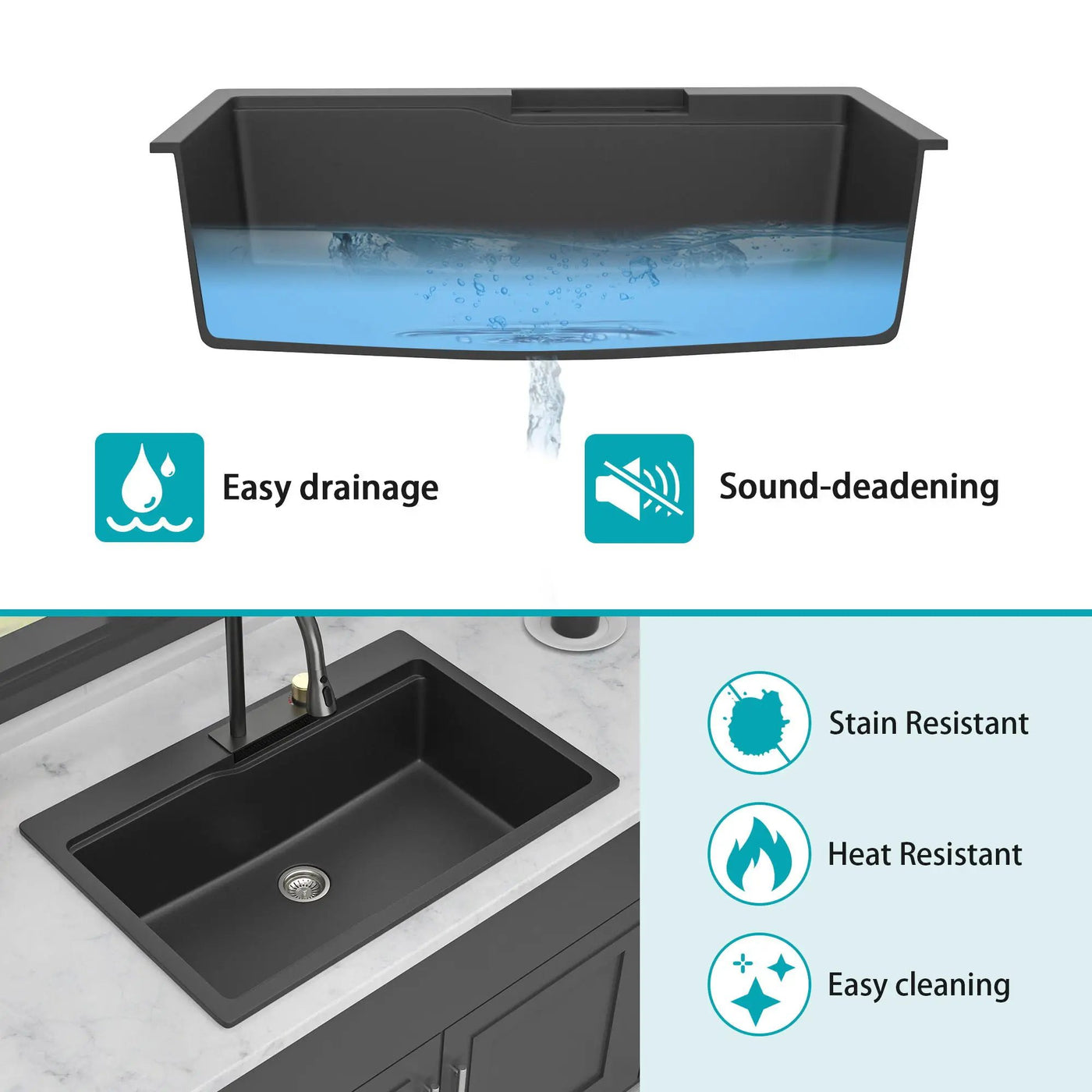 Waterfall Kitchen Sink With Pull Out Faucet & Cup Washer by HouseOfZazla
