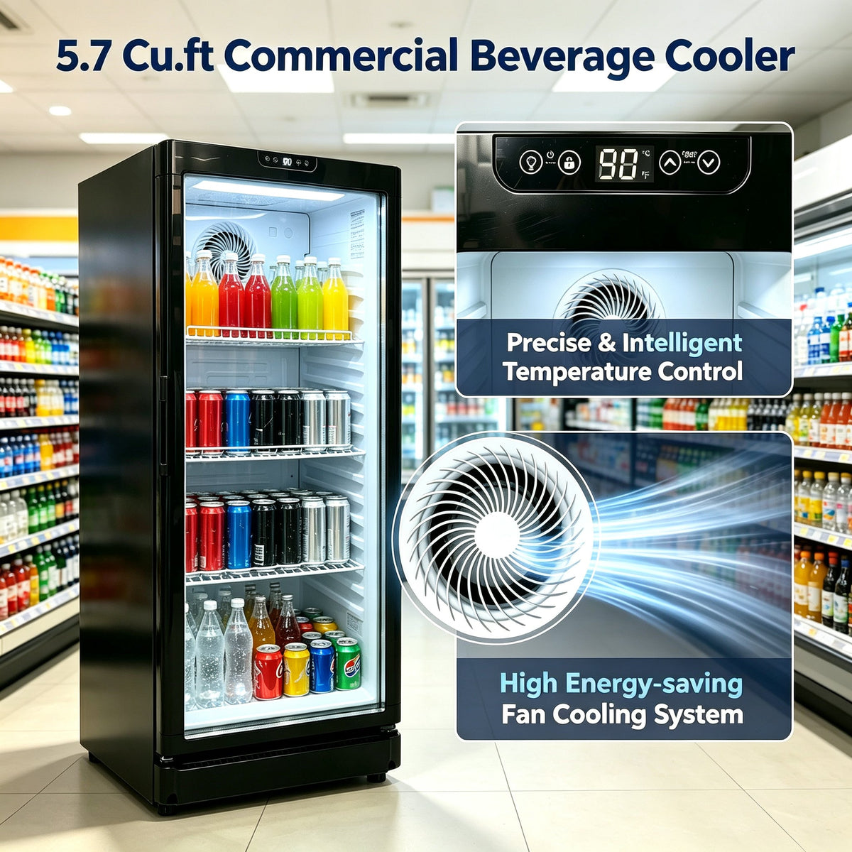 5.7 Cu.Ft Commercial Beverage Cooler with Double Glass Doors, photo 7 of 10