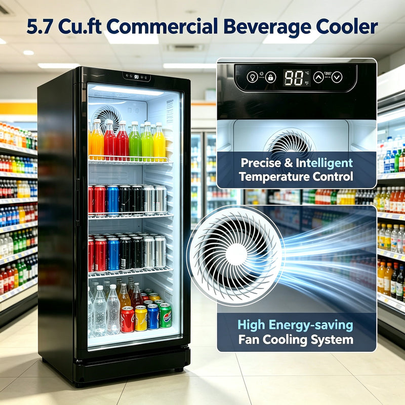 5.7 Cu.Ft Commercial Beverage Cooler with Double Glass Doors, photo 7 of 10