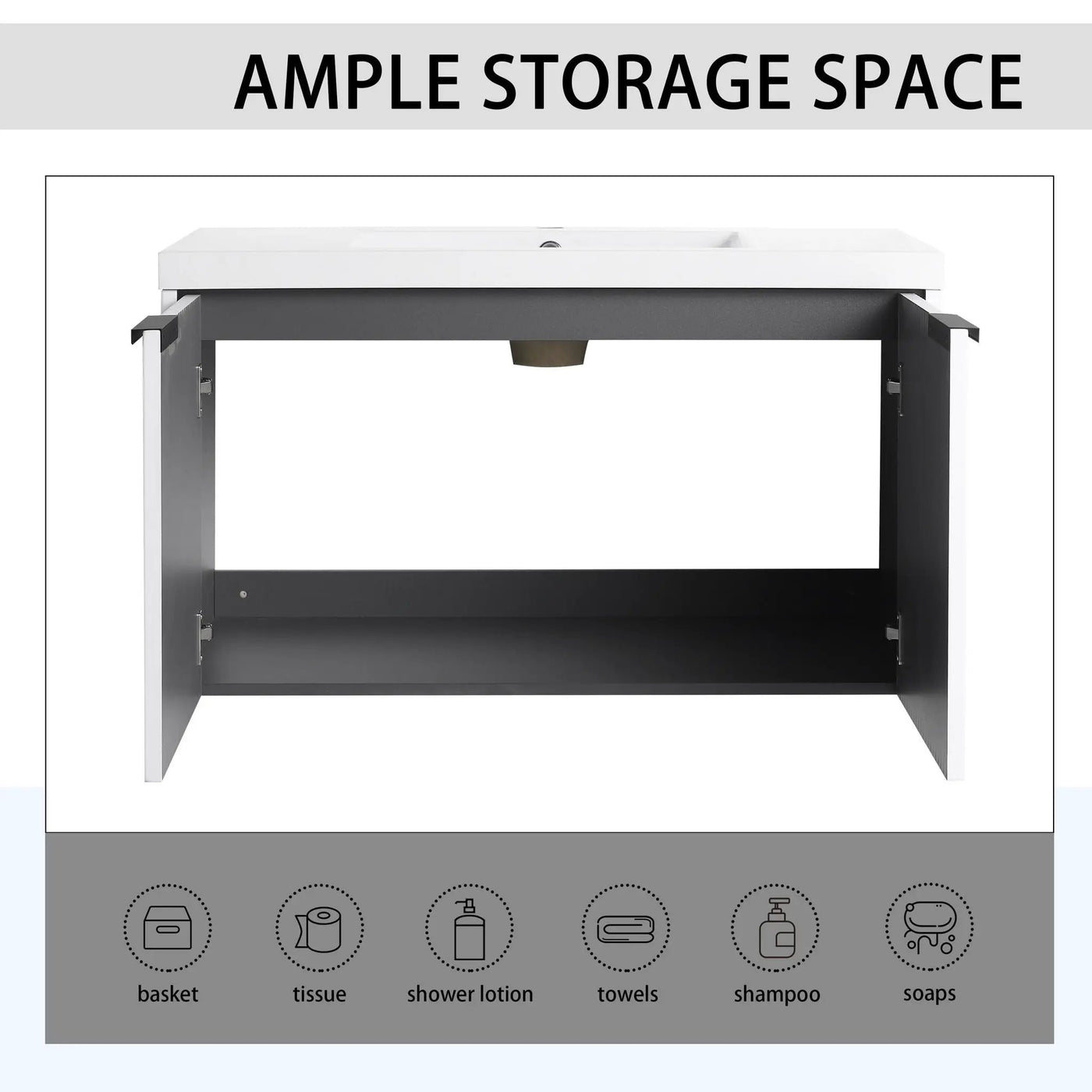 Contemporary Wall Mounted Bathroom Vanity With Resin Double Sink by Unique Piece Furniture