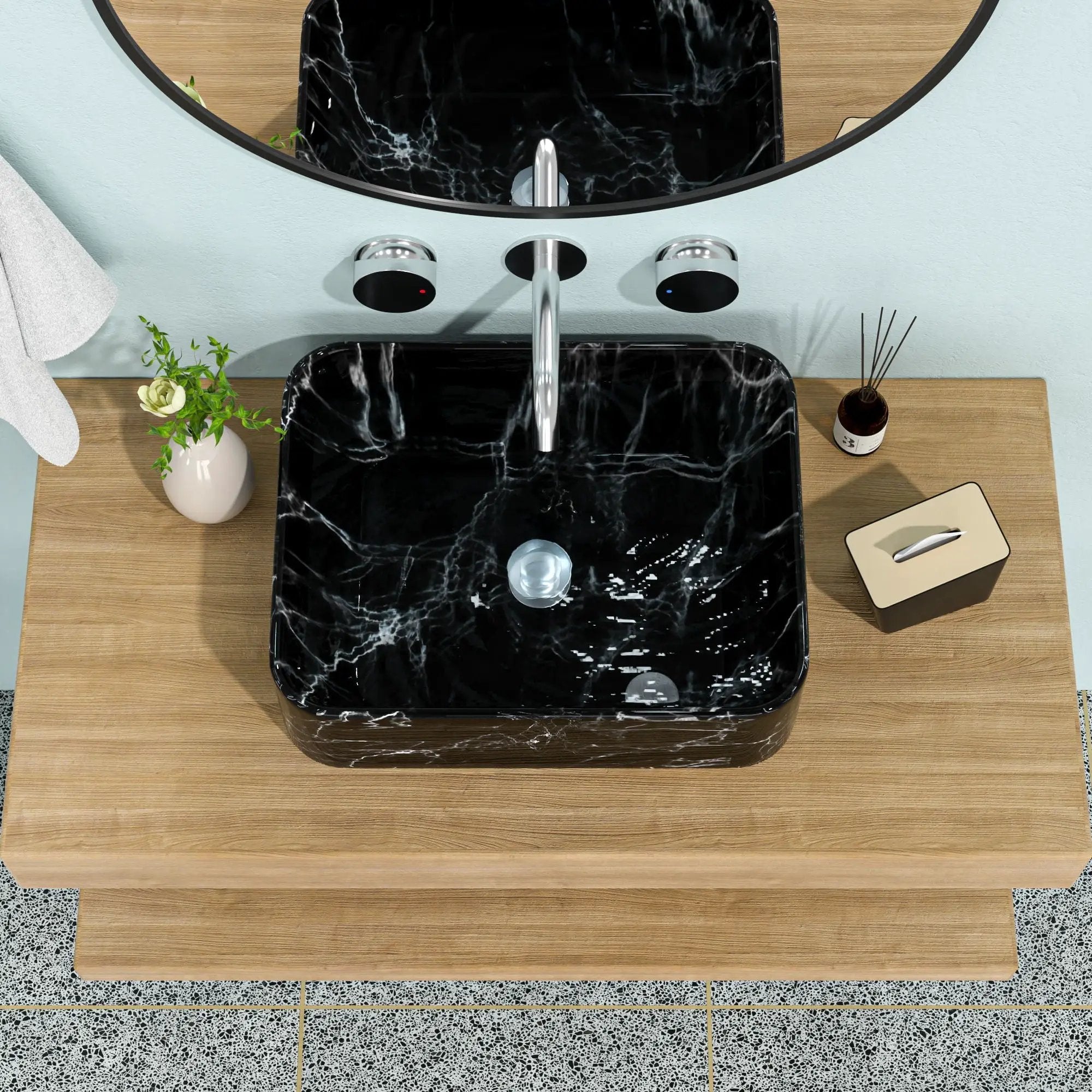 Rectangular Vessel Bathroom Sink - Black / Gray by HouseOfZazla