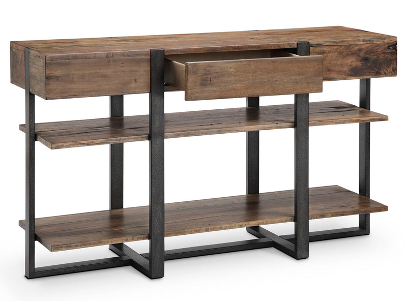 Prescott - Modern Reclaimed Wood Rectangular Sofa Table - Rustic Honey, photo 3 of 4