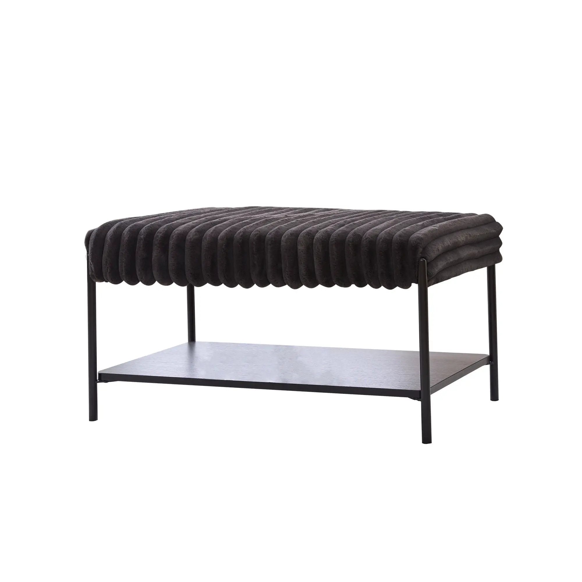 Upholstered Ottoman Coffee Table Foot Rest With Open Storage by Unique Piece Furniture