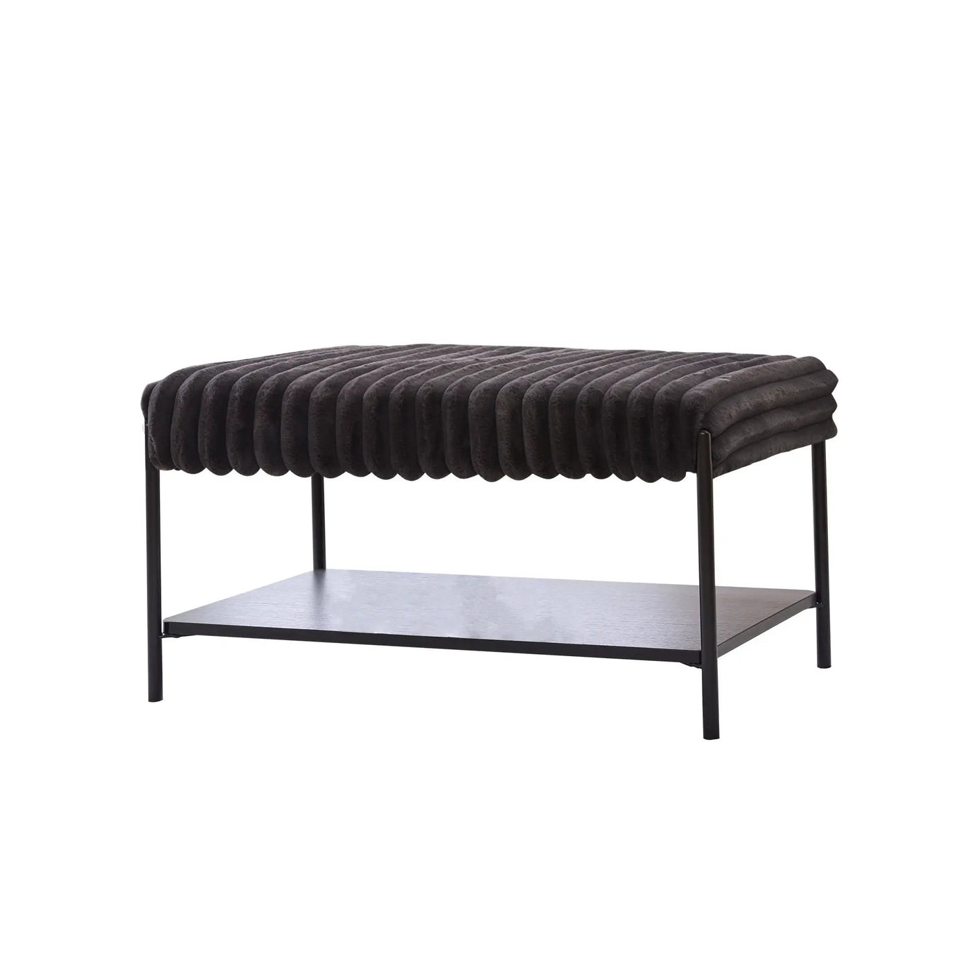 Upholstered Ottoman Coffee Table Foot Rest With Open Storage by HouseOfZazla
