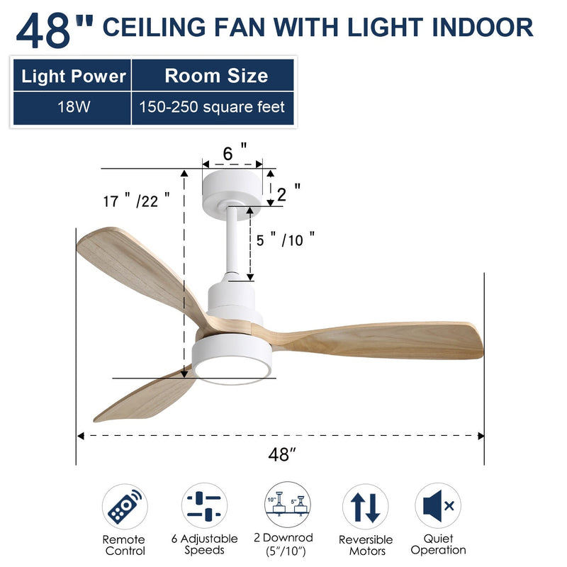 48 Inch Indoor Ceiling Fan with Light and Remote Control by HouseOfZazla