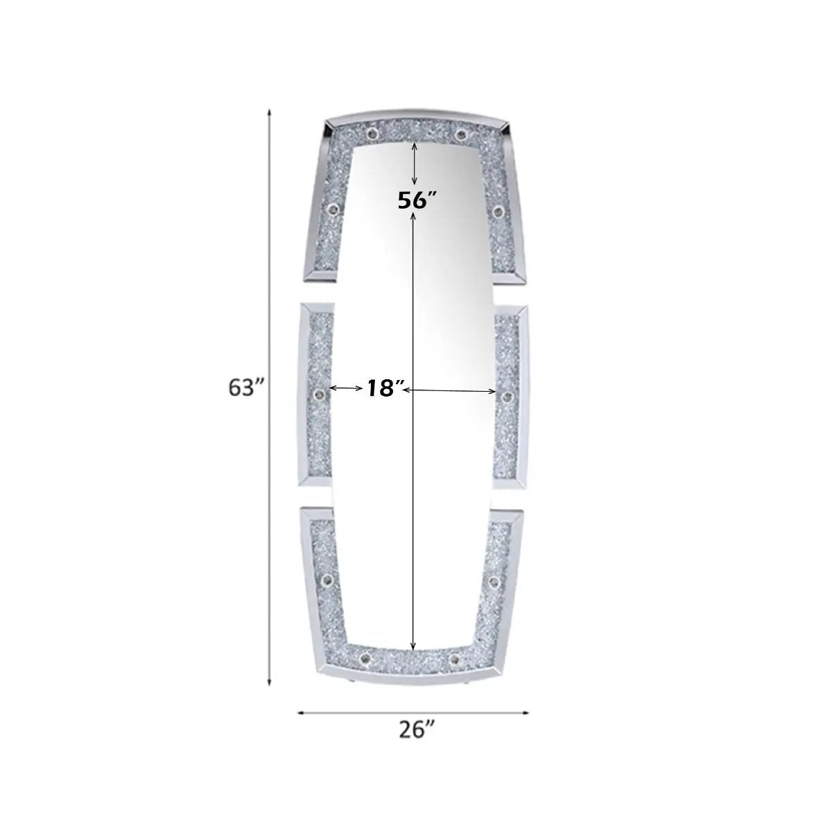 Noralie - 63" X 26" Floor Mirror With Faux Diamonds - Mirrored by Unique Piece Furniture