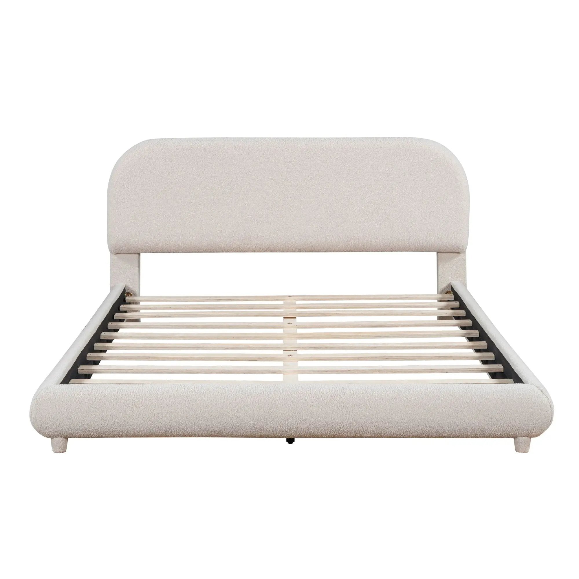 Upholstered Platform Bed With Thick Solid Frame And Stylish Curve-Shaped Design by Unique Piece Furniture