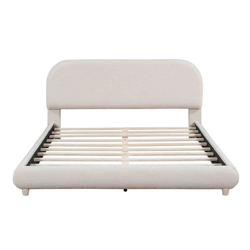 Upholstered Platform Bed With Thick Solid Frame And Stylish Curve-Shaped Design by Unique Piece Furniture